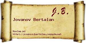 Jovanov Bertalan névjegykártya